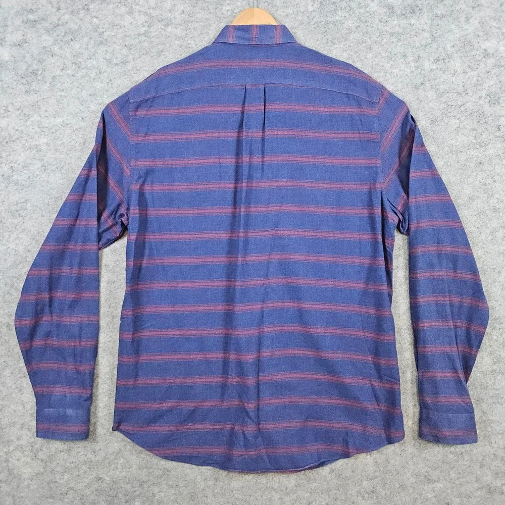 J Crew Men's Dark Blue & Red Striped Shirt Size XLT‎ Button Down Preppy Colorful